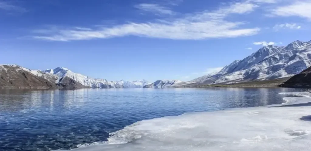 Frozen pangong lake in winters